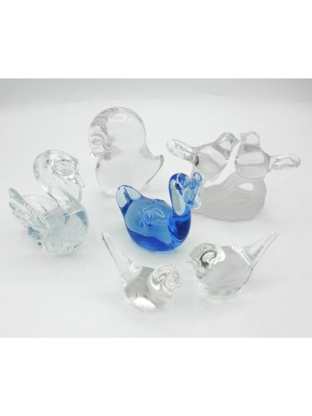 Vintage Art Glass Bird Lovers Lot of 6 Bird Duck Swan Chick Figurine Paperweight